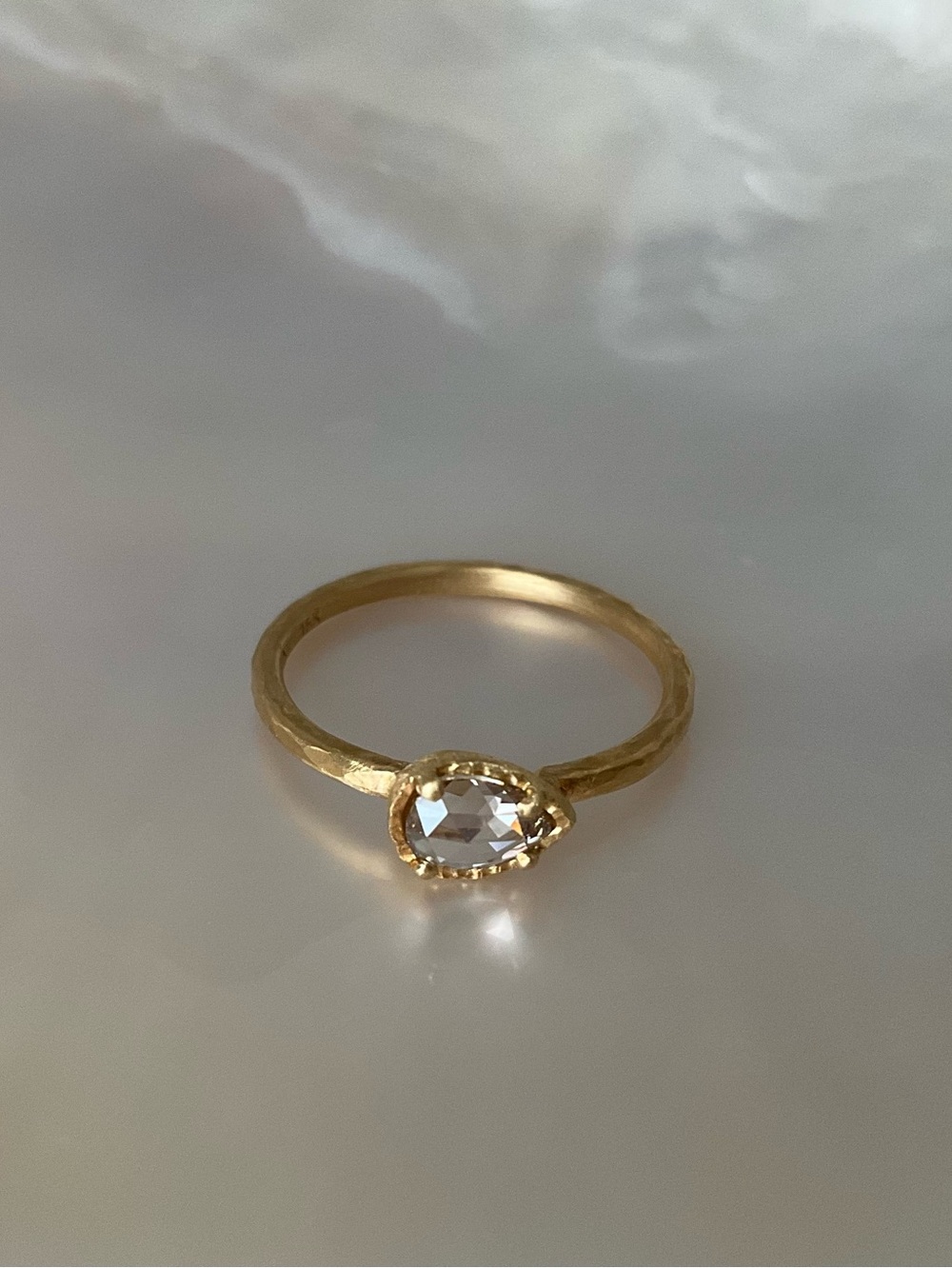 Yasuko Azuma 18k gold champagne diamond ring, size 6.5, dainty engagement ring